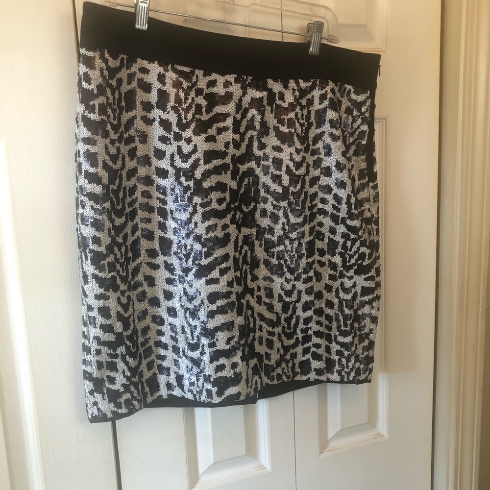 The Limited Black and Silver Sequin Animal-Print Mini Skirt